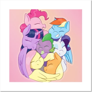 Ponies Hugging The Dragon Posters and Art